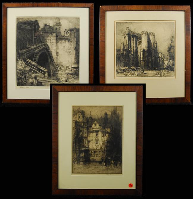 Appraisal: E HEDLEY FITTON English - THREE FRAMED ETCHINGS three etchings