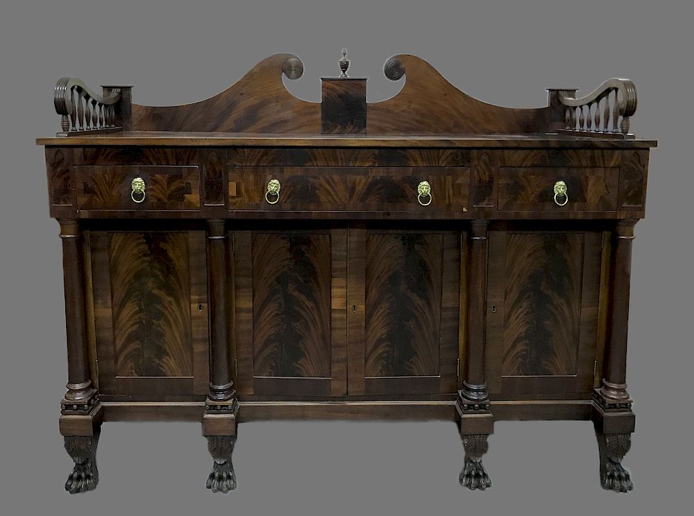 Appraisal: New York Empire Mahogany Sideboard New York Empire mahogany sideboard