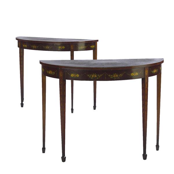 Appraisal: Pair of Adams style console tables th th C x