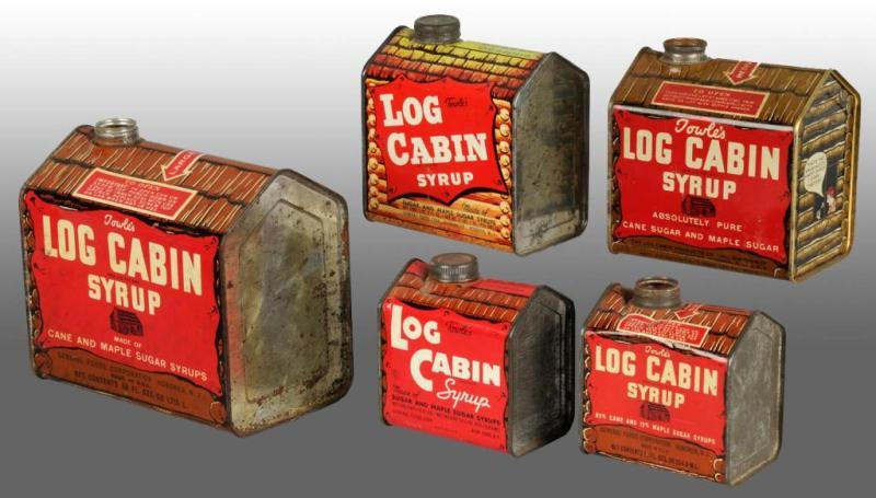 Appraisal: Lot of Log Cabin Syrup Tins Description Minimal amounts of