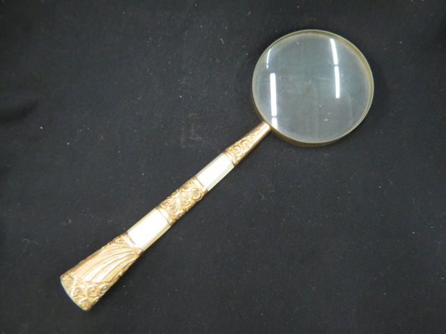 Appraisal: Magnifying Glass with Gold-Filled Mother-of-Pearl Handle