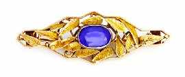 Appraisal: A ct gold blue stone set foliate brooch length approximately