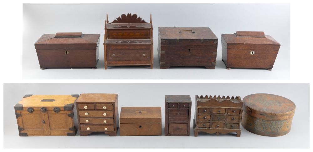 Appraisal: TEN WOODEN BOXES TH AND EARLY TH CENTURY LARGEST TEA