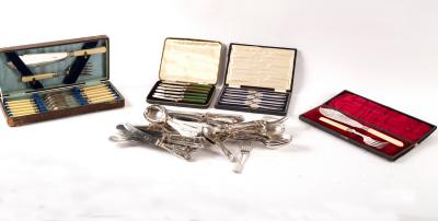 Appraisal: A set of six electroplated lobster picks a set of