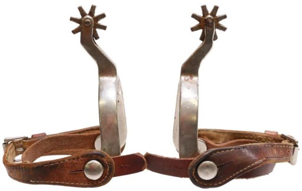 Appraisal: pair Western cowboy spurs North Judd plain iron heelband rowels