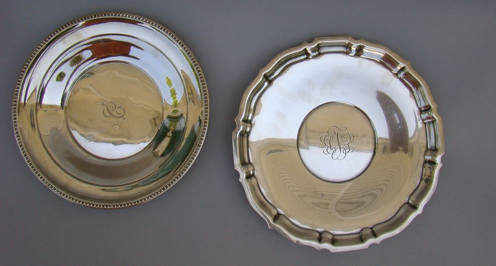 Appraisal: TWO STERLING SILVER PLATES One by Gorham with scalloped rim