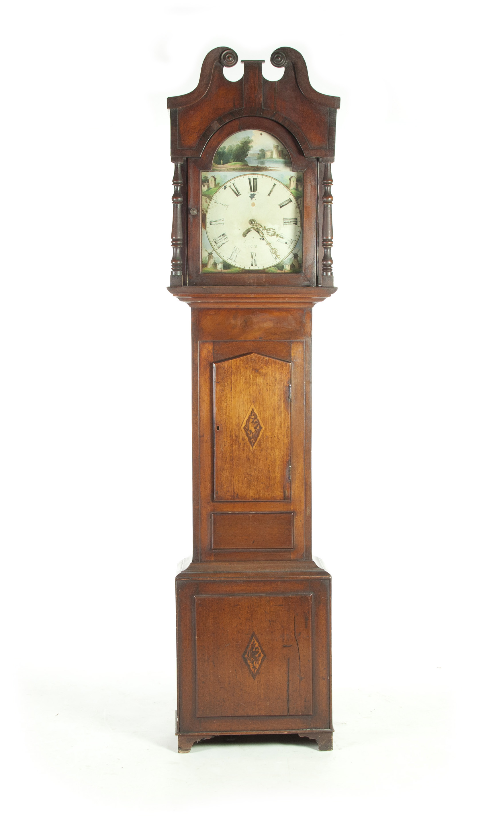 Appraisal: LATE CHIPPENDALE TALL CASE CLOCK England ca mahogany Broken arch