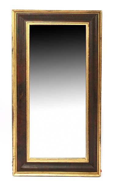 Appraisal: An American mahogany and giltwood mirror th century height ft