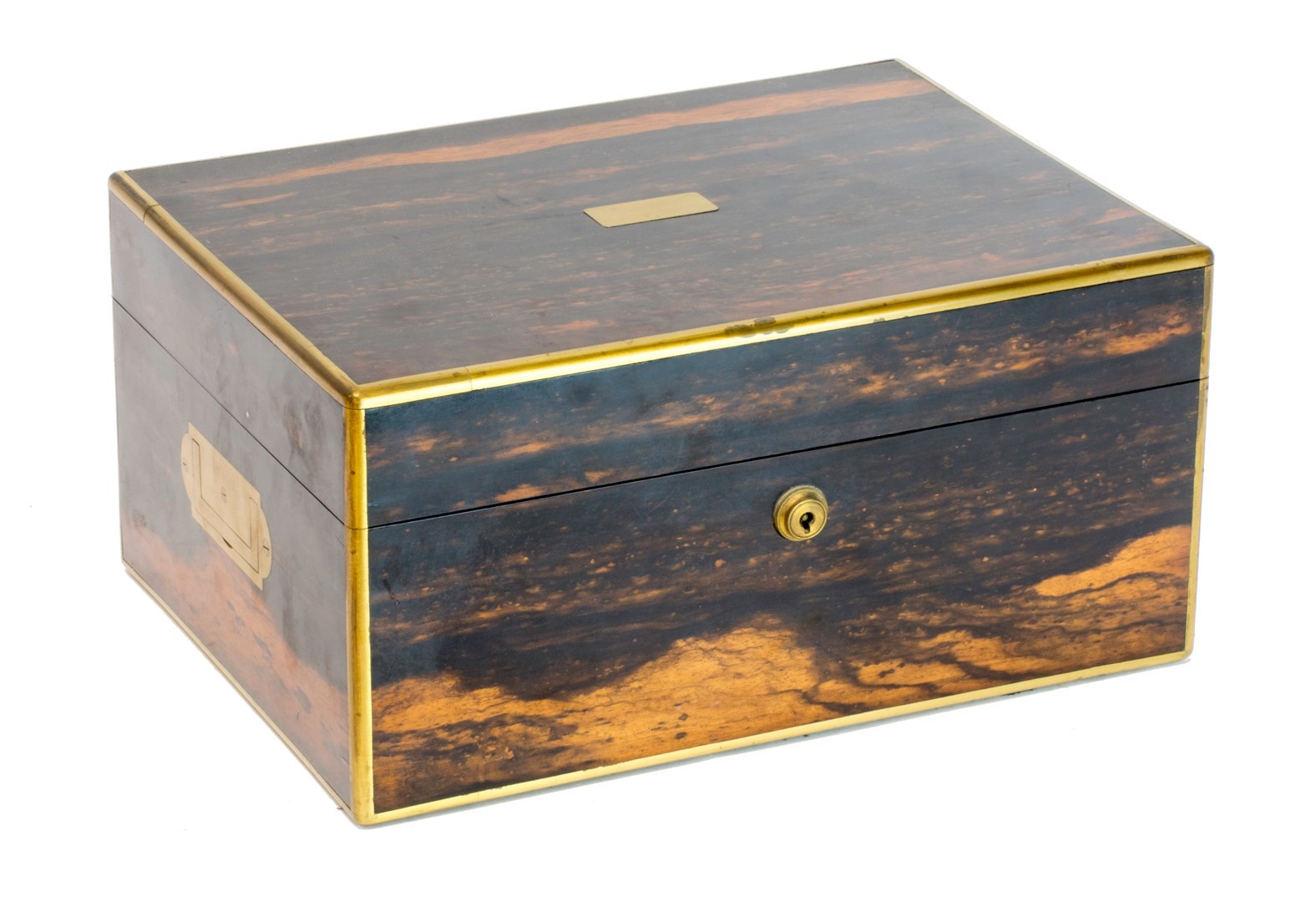 Appraisal: A th century brass mounted coromandel dressing box by 'W