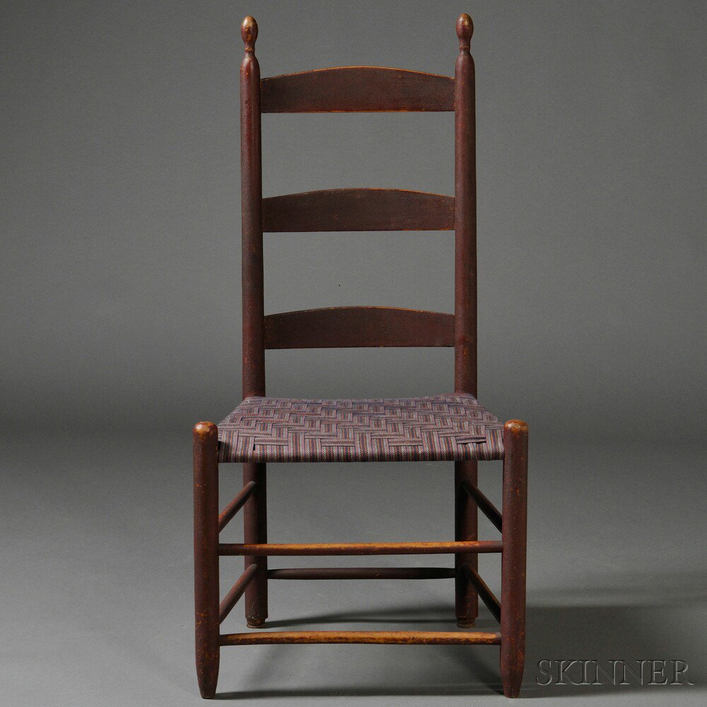 Appraisal: Red-painted Shaker Tilter Chair probably Mount Lebanon th century with