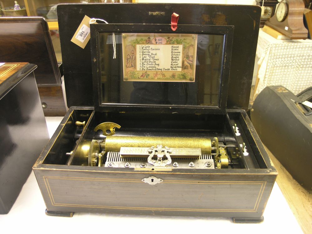 Appraisal: A th century cylinder music box with zither No in