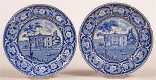 Appraisal: Two Historical Staffordshire Blue Transfer Plates Library of Philadelphia Beauties