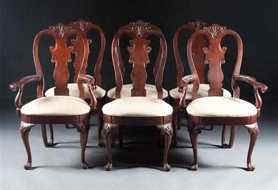 Appraisal: Set of six Queen Anne style mahogany dining chairs American