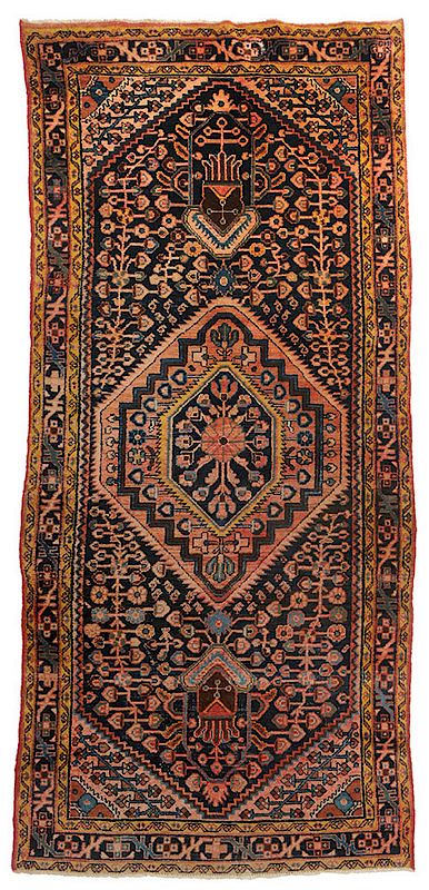 Appraisal: Persian Runner mid- th century serrated edge medallion on navy