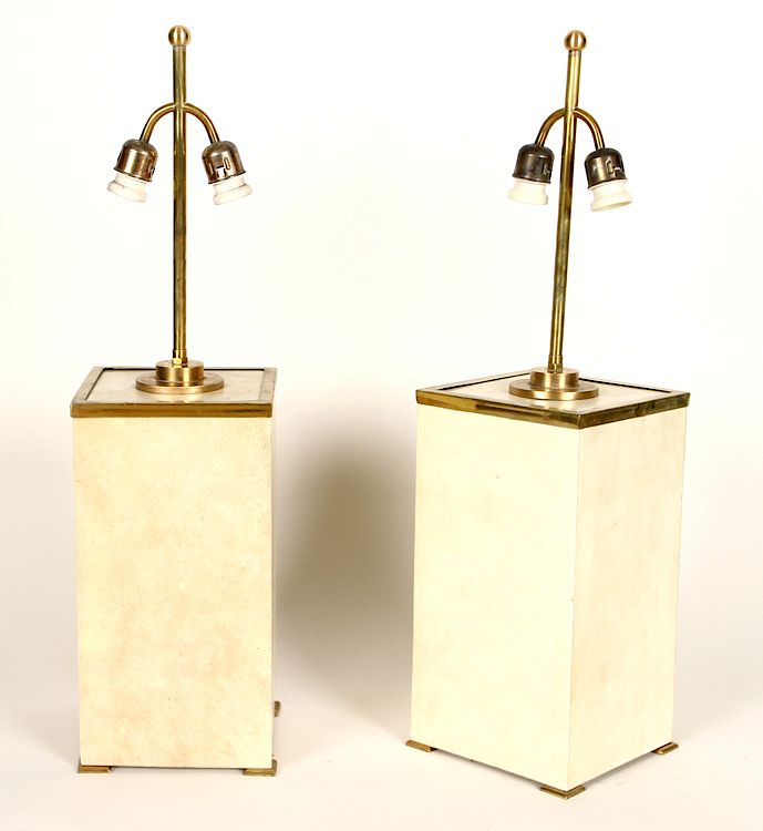 Appraisal: PAIR BRASS TABLE LAMPS MANNER JEAN-MICHEL FRANK A pair of