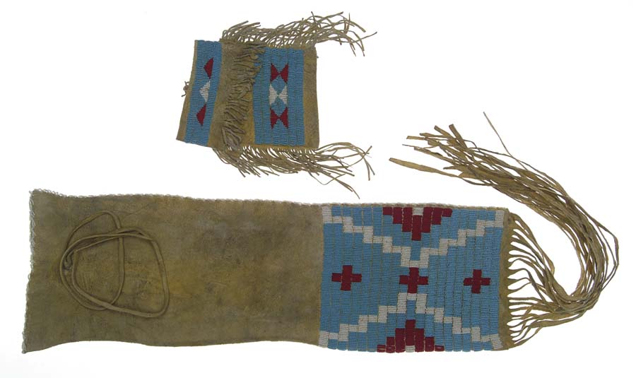 Appraisal: PLAINS INDIAN PIPE BAG AND STRIKE-A-LITE POUCH POSSIBLY SIOUX According