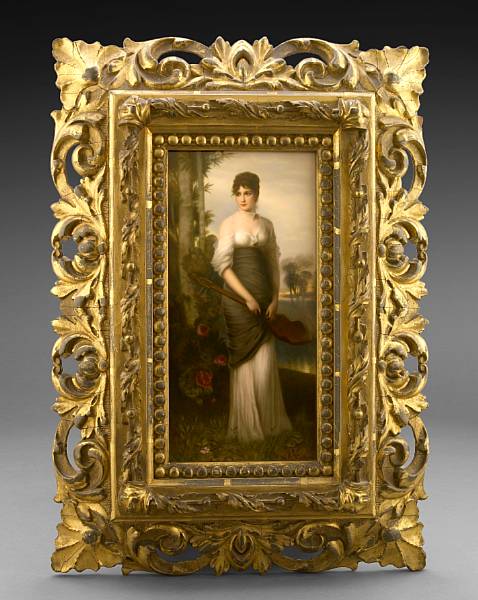 Appraisal: A Berlin K P M porcelain plaque Die Lautenspielerin after