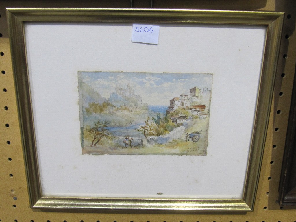 Appraisal: CONTINENTAL SCHOOL Watercolour coastal scene indistinctly signed lower right