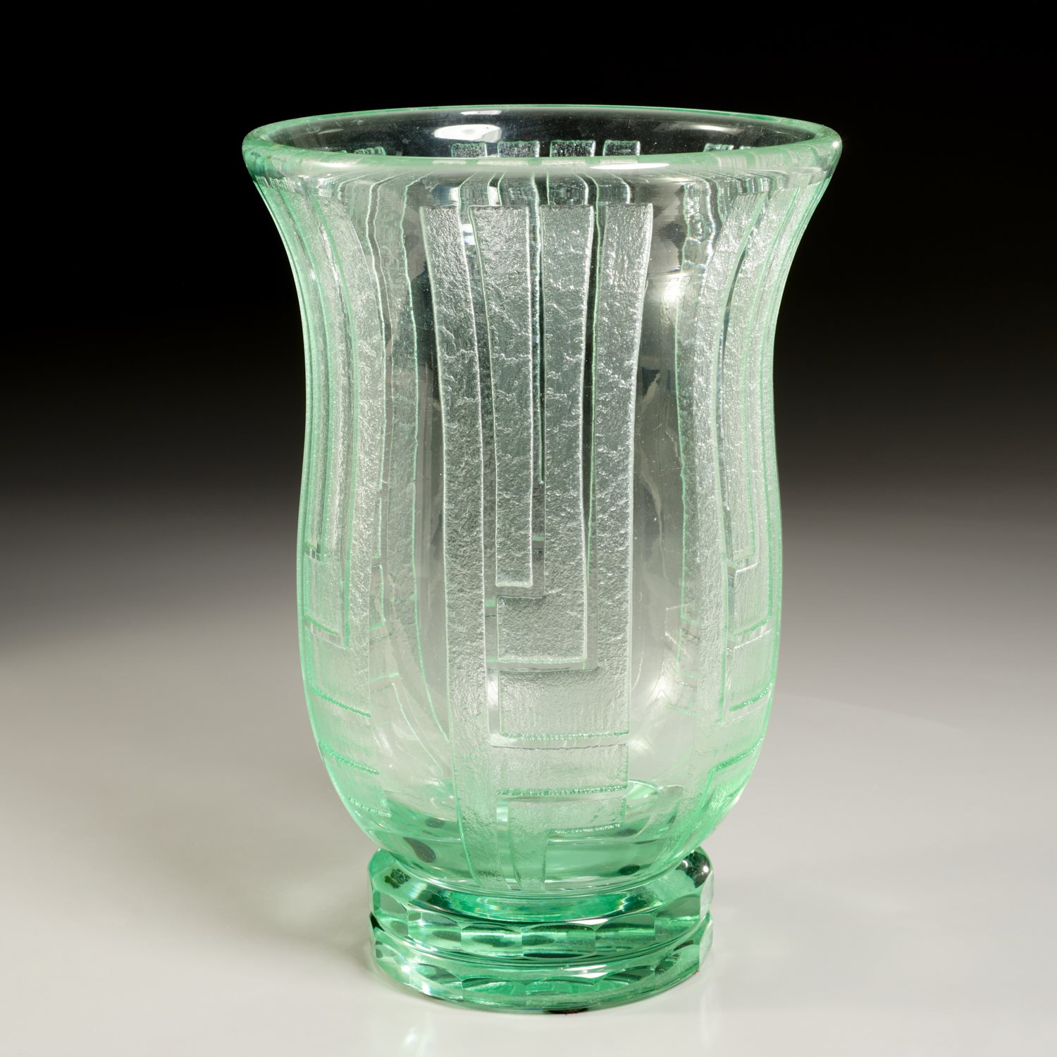 Appraisal: LARGE DAUM ART DECO GLASS VASE c acid-etched and polished