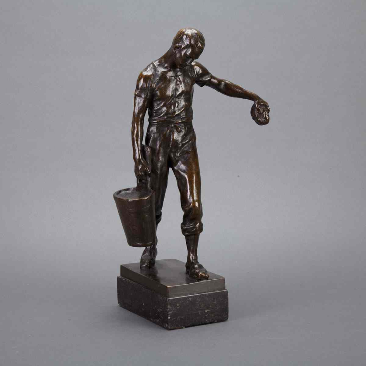 Appraisal: Franz Seifert Austrian - STANDING FIGURE OF A LABOURER patinated