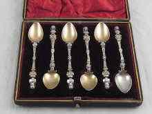 Appraisal: A set of six white metal teaspoons with gilt bowls