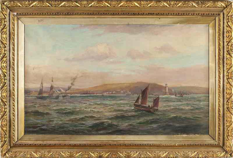 Appraisal: George Henry Jenkins Br - Harbor Sceneoil on canvas signed