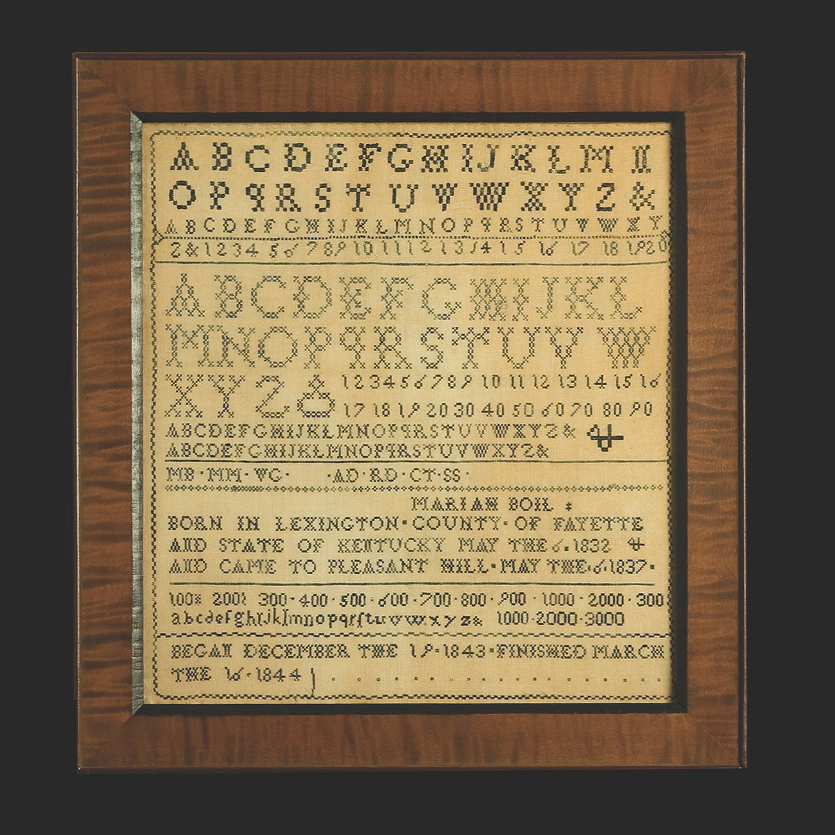 Appraisal: RARE AND IMPORTANT SHAKER SAMPLER BY MARIAH BOIL PLEASANT HILL