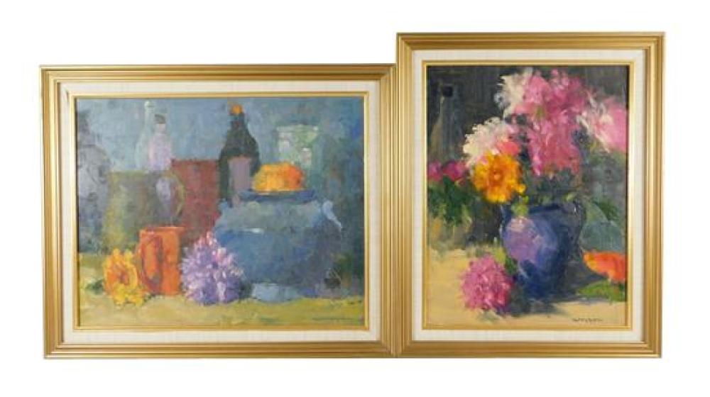 Appraisal: Thomas Nelson American th C two framed oils on canvas