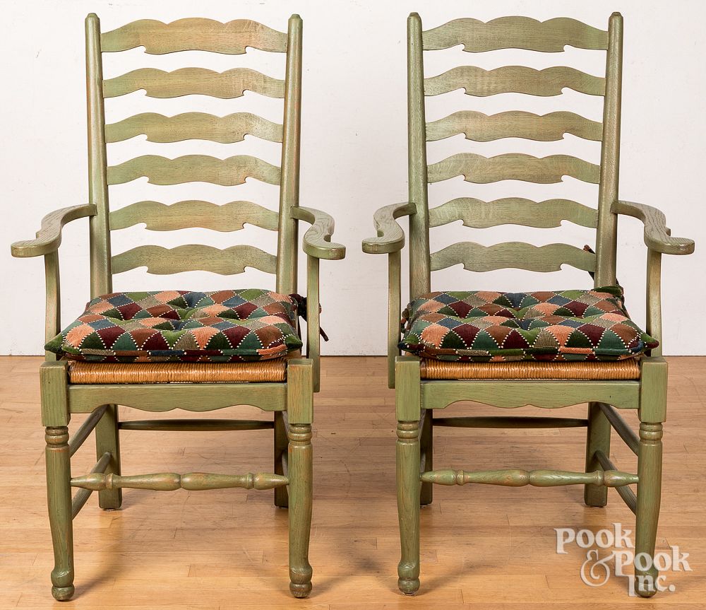 Appraisal: Pair of Collection Reproduction armchairs Pair of Collection Reproduction armchairs