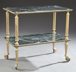 Appraisal: French Gilt Bronze Two Tier Dessert Cart th c with