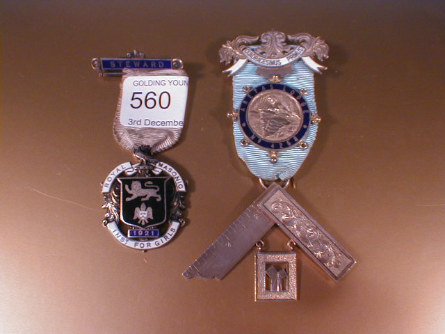 Appraisal: Two silver and enamel Masonic jewels