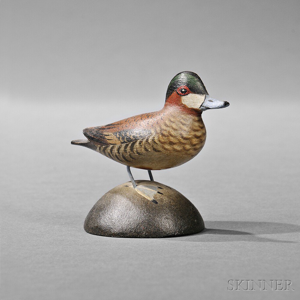 Appraisal: Miniature Carved and Painted Standing Wigeon Figure Anthony Elmer Crowell