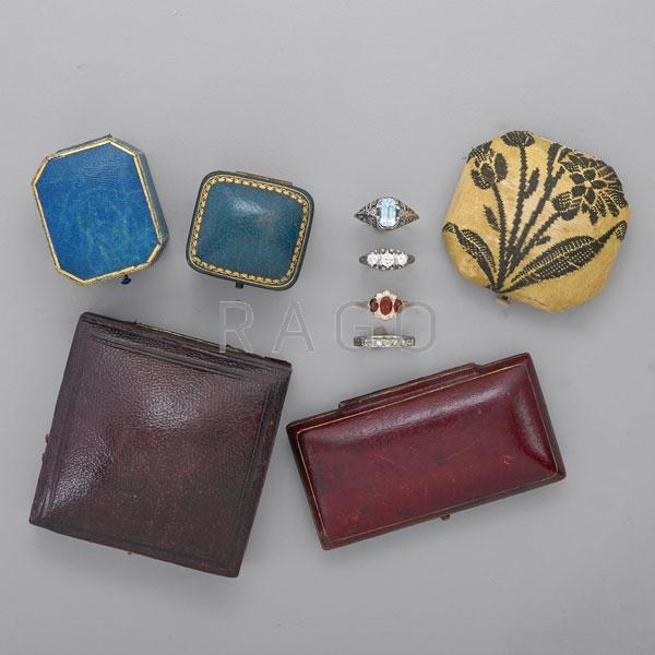 Appraisal: GROUP OF ANTIQUE RINGS AND JEWELRY BOXES Condition Report