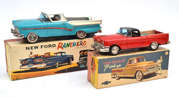 Appraisal: TWO BANDAI JAPAN FRICTION TINPLATE MODELS INCLUDING NEW FORD RANCHERO