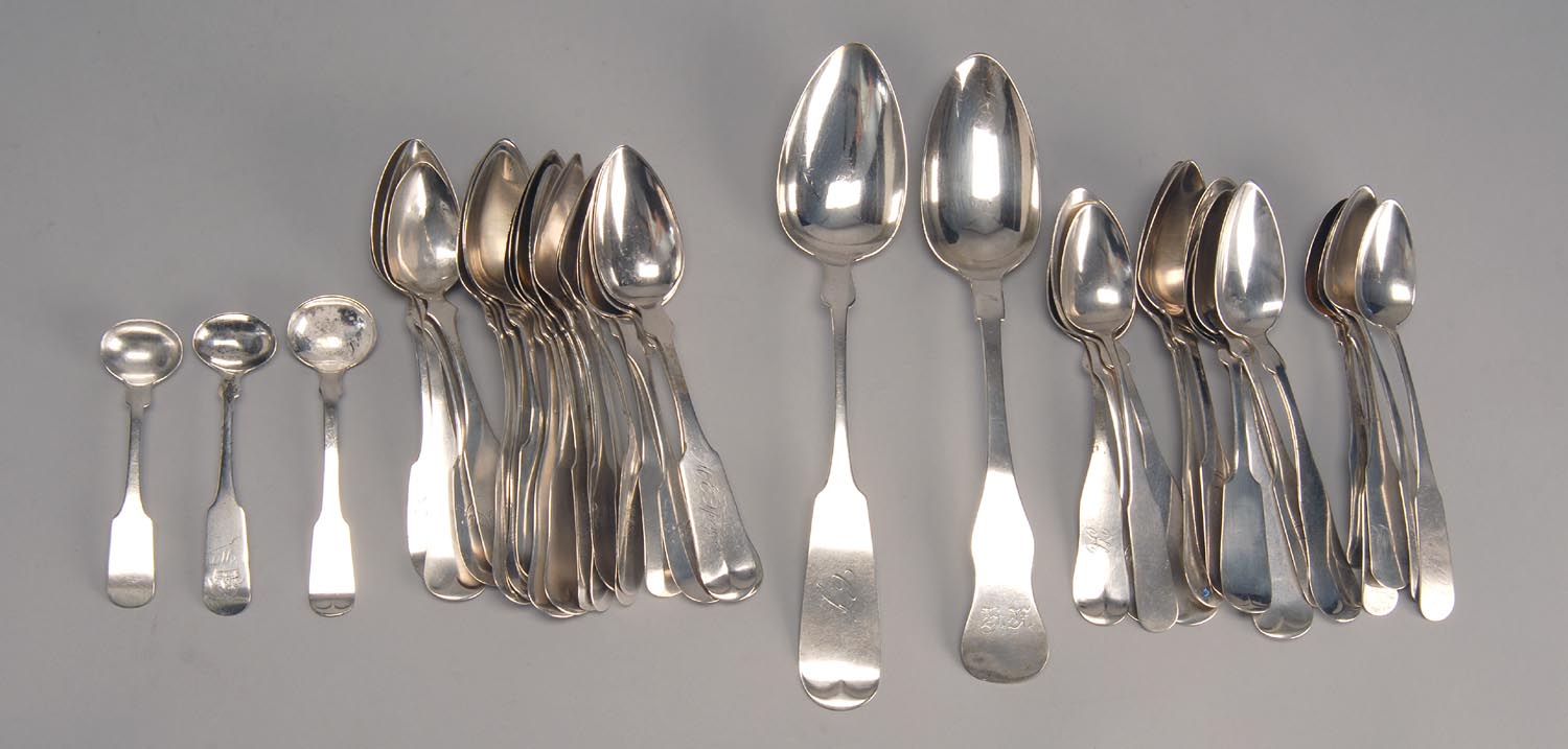 Appraisal: THIRTY-NINE AMERICAN SILVER SPOONS By various makers Includes thirty-four teaspoons