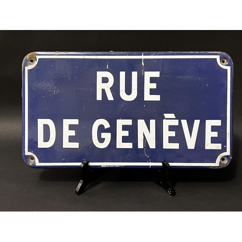 Appraisal: Old French enamel street sign RUE DE GENEVE approx cm