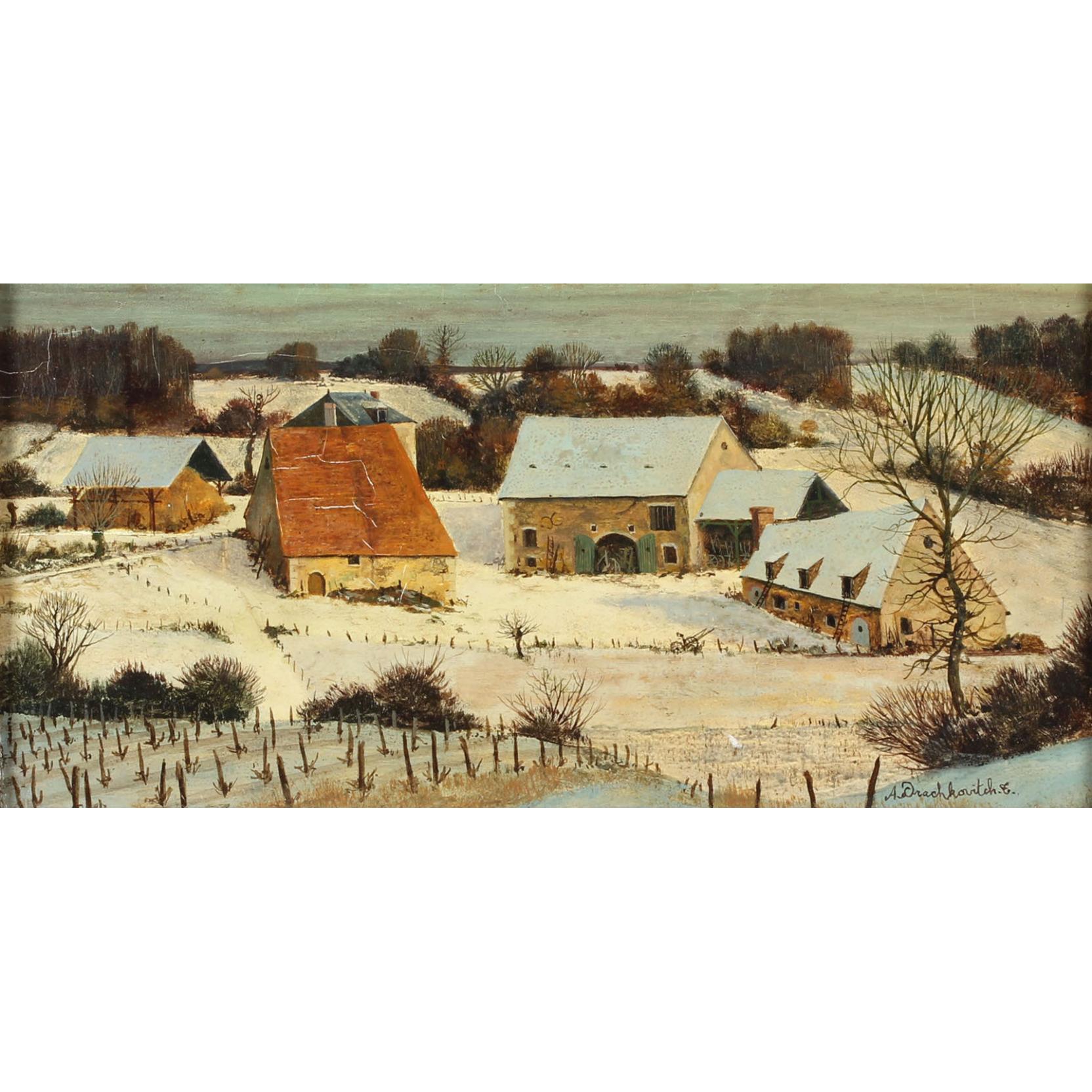 Appraisal: Albert Drachkovitch-Thomas b Snowy Landscape oil on board signed at