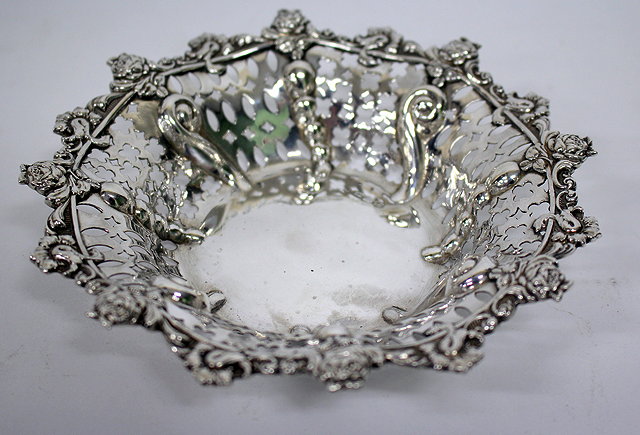 Appraisal: A VICTORIAN SILVER PIERCED BONBON DISH with cast foliate decoration