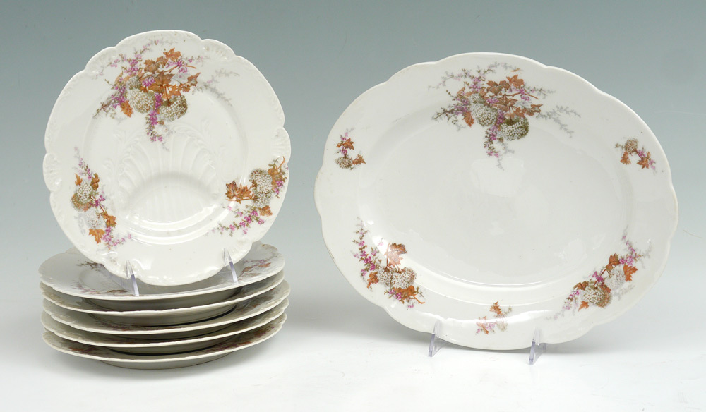 Appraisal: FRENCH LIMOGES CHINA ARTICHOKE SET All with floral Hydrangea decoration