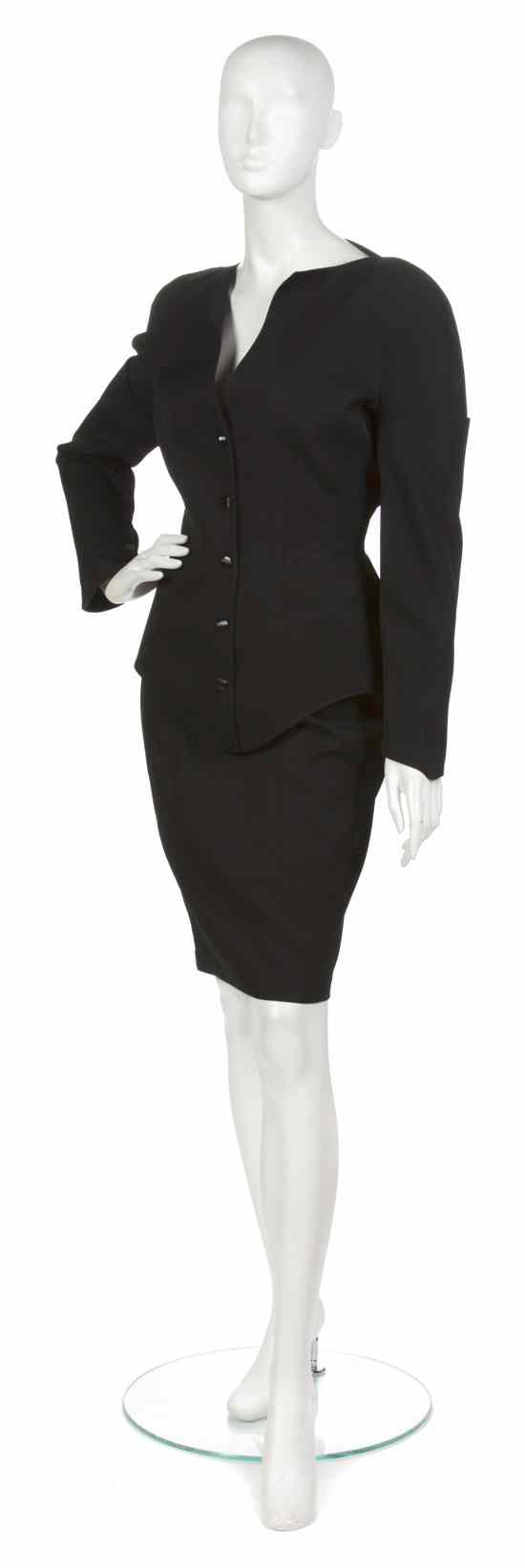 Appraisal: A Thierry Mugler Black Skirt Suit Labeled Thierry Mugler Size