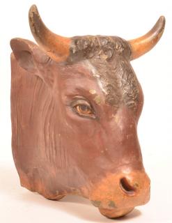 Appraisal: th Century Cast Zinc Bull Head Butcher's Trade Stimulator Original