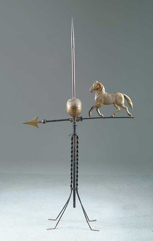 Appraisal: HORSE AND ARROW WEATHERVANE Complete with anchoring stand for rooftop