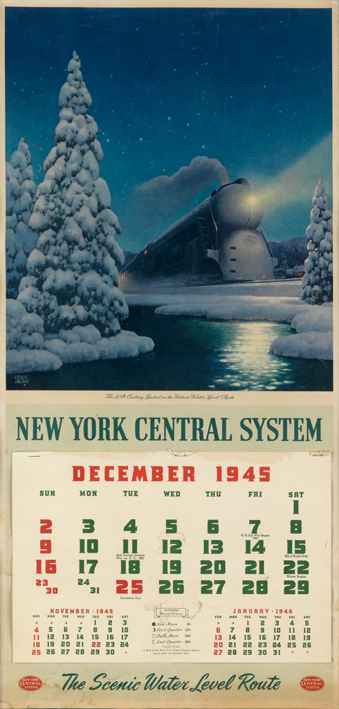 Appraisal: LESLIE RAGAN - NEW YORK CENTRAL SYSTEM Calendar x inches