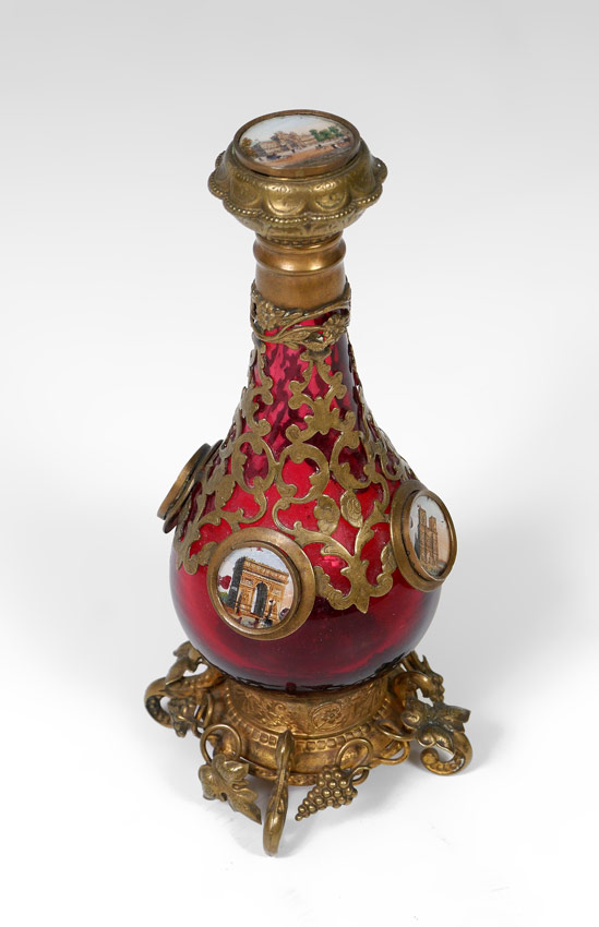 Appraisal: PALAIS ROYALE GILT METAL MOUNTED SCENT BOTTLE Gilt metal mounted