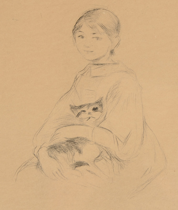 Appraisal: MORISOT Berthe French - Girl with Cat Drypoint Sight size