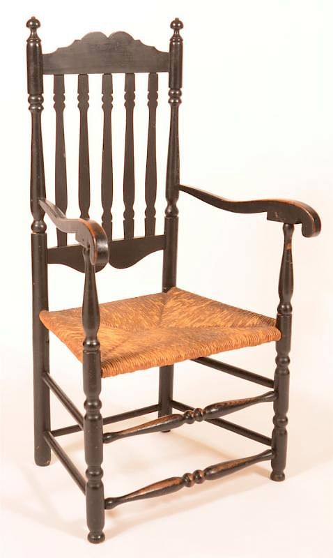 Appraisal: American th Century Banister Back Armchair American th Century Banister