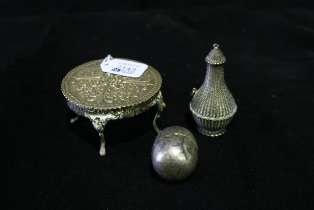 Appraisal: A silver plated miniature embossed centre table with cabriole leg