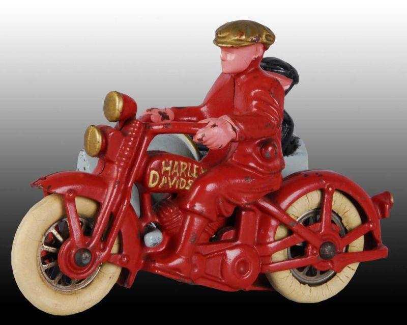 Appraisal: Cast Iron Hubley Harley Motorcycle Sidecar Toy Description White rubber