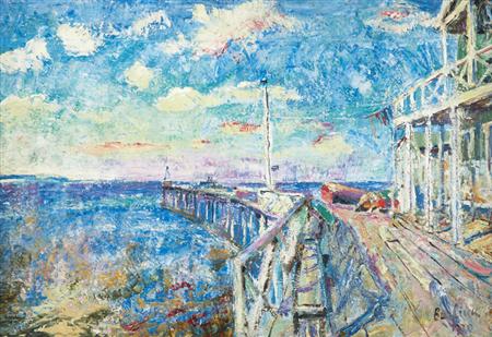 Appraisal: David Burliuk American - Coastal View Estimate -