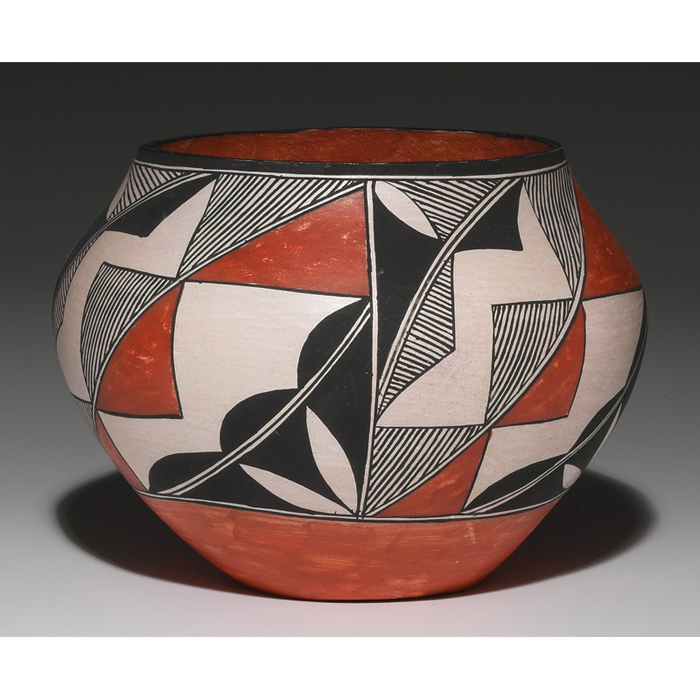 Appraisal: Acoma bowl painted designs in black and red signed L